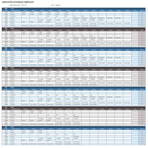 Employee Schedule Template 