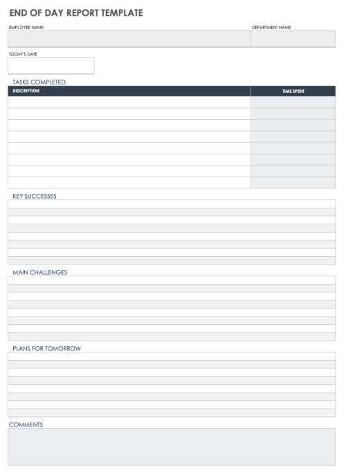 End of Day Report Template