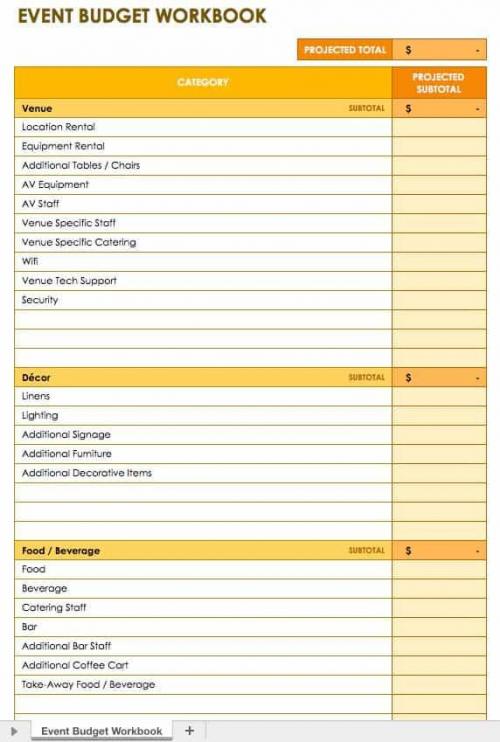 Event Budget Workbook