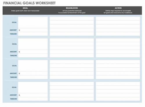 Financial Goals Worksheet