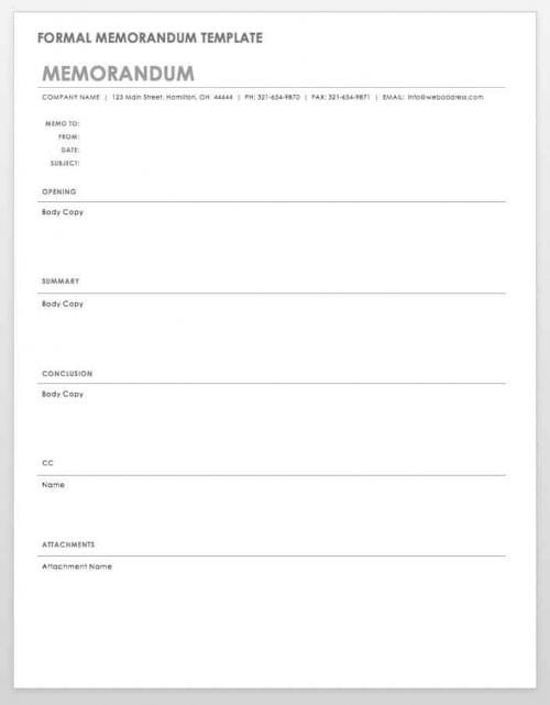 Formal Memorandum Template Word