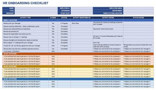 HR Onboarding Checklist Template