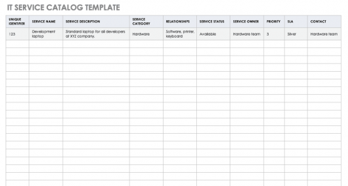 IT Service Catalog Template