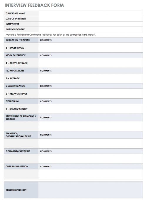 Interview Feedback Form Template