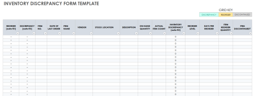 Inventory Discrepancy Form Template