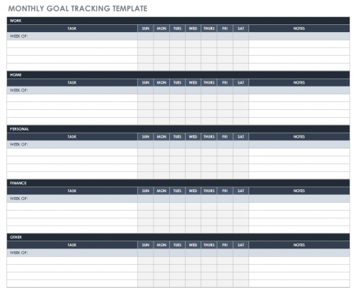 Monthly Goal Tracking Template