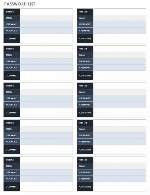 Password List Template