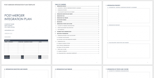 Post Merger Integration Plan Template