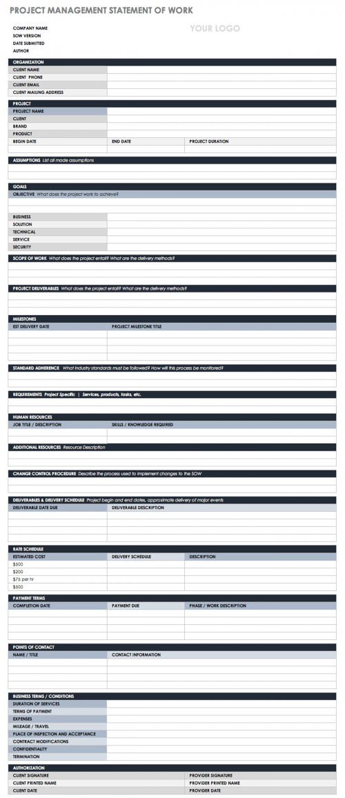 Project Management Statement of Work