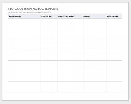 Protocol Training Log Template