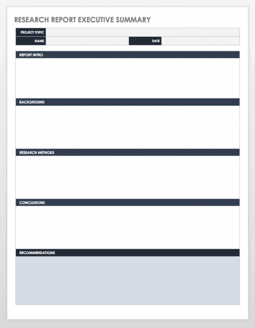 Research Report Executive Summary Template