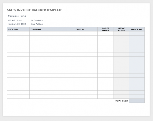 Sales Invoice Tracker Template