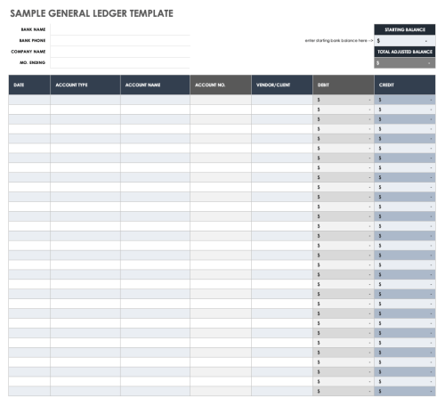 Sample General Ledger Template