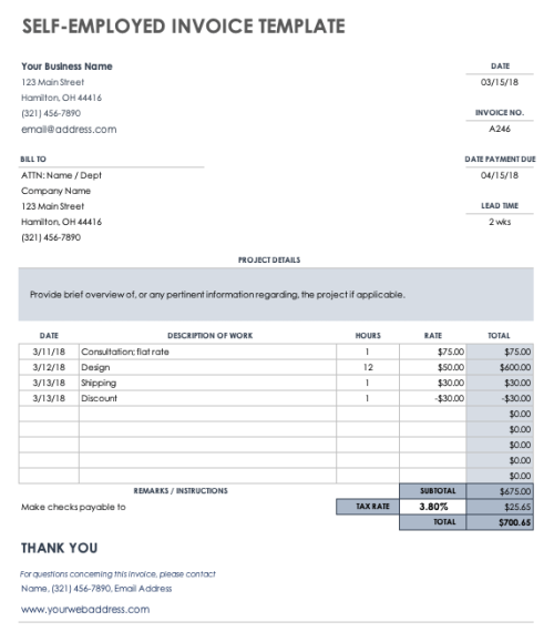 Free Simple Invoice Templates Smartsheet 8542