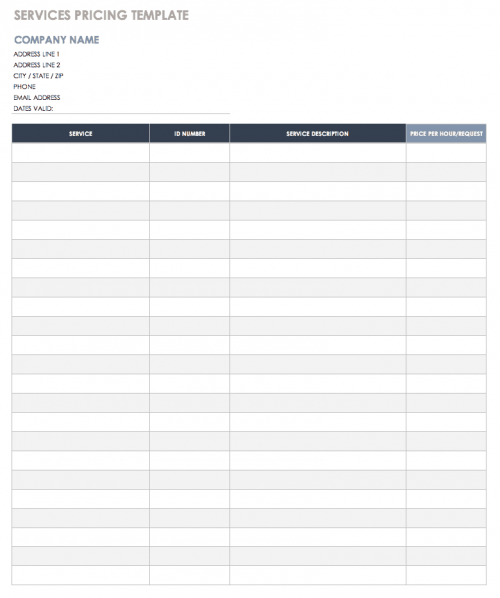 Service Pricing Template