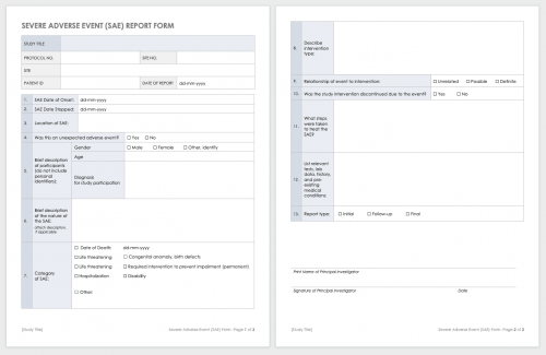 Severe Adverse Event Report Form