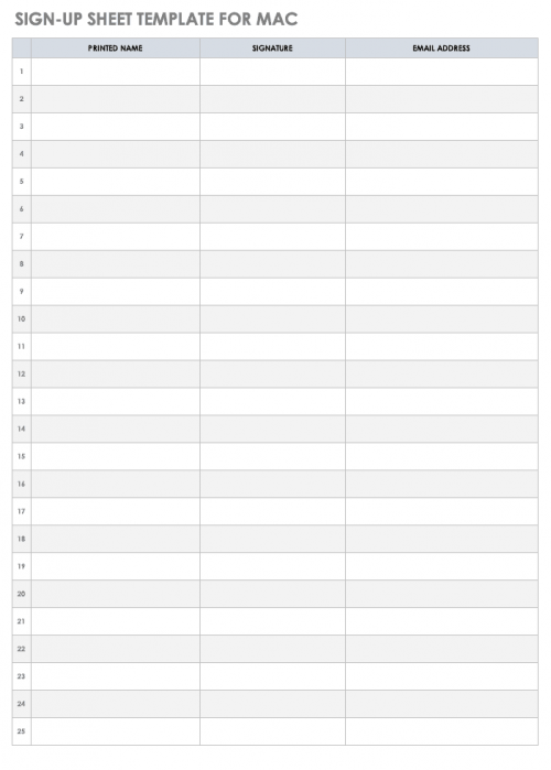 Sign Up Sheet Template for Mac