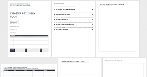 Simple Disaster Recovery Plan for Small Business Template