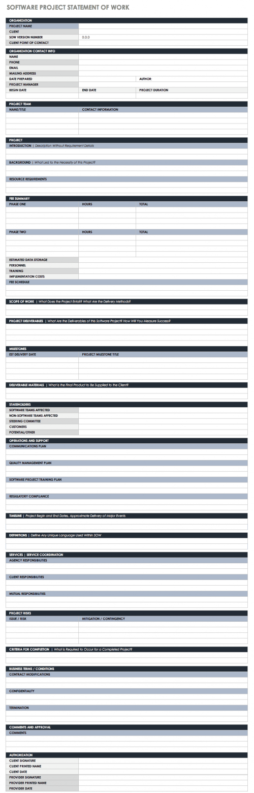 Software Project Statement of Work