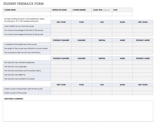 Student Feedback Form Template