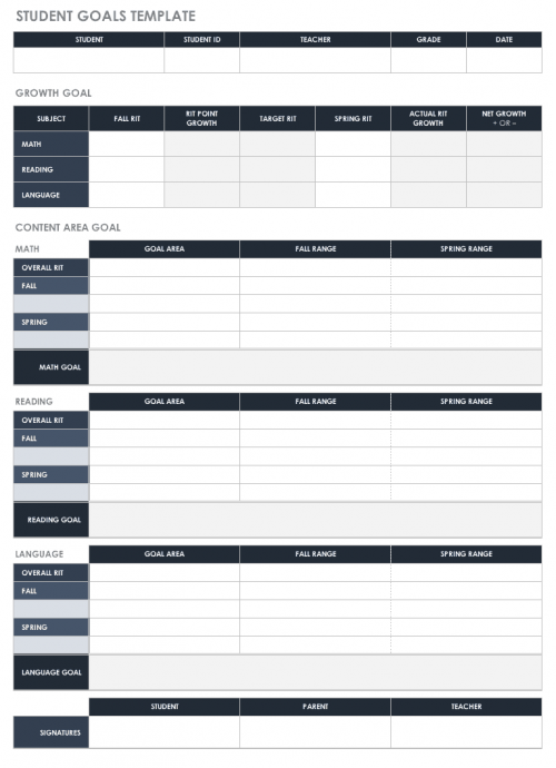 Students Goals Template