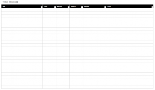 Team Task List Template