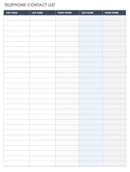Free Contact List Templates | Smartsheet