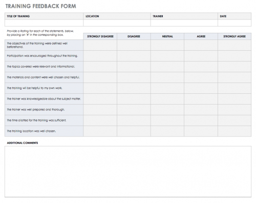 Training Feedback Form Template