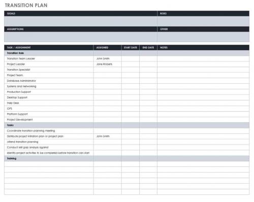 Transition Plan Template