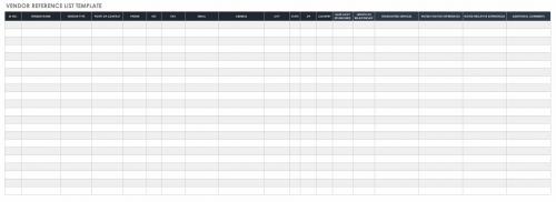 Vendor Reference List Template