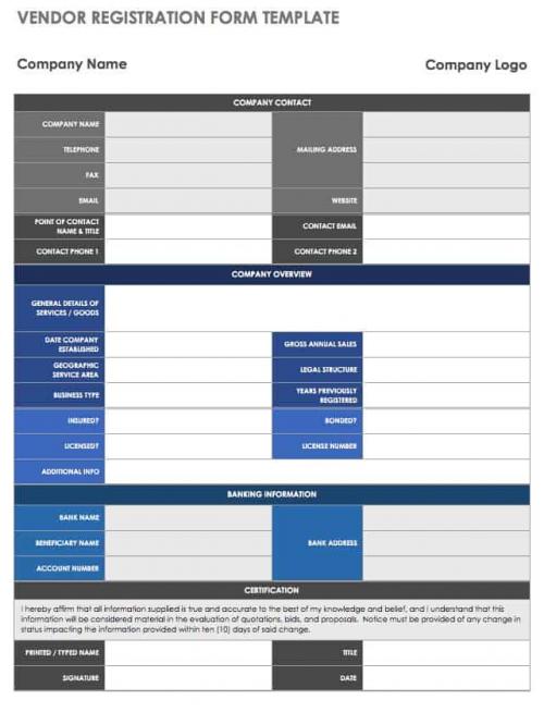 Vendor Registration Form Template