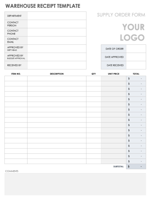 Download Free Excel Receipt Templates | Smartsheet