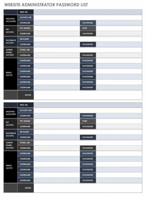 Free Password Templates And Spreadsheets Smartsheet 1261