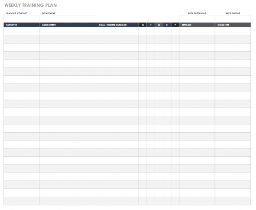 Weekly Training Plan Template