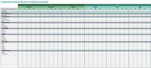 Communications Strategy Planning Calendar Template