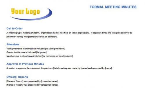 Formal Meeting Minutes Template 