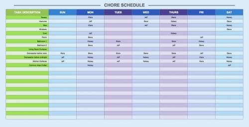 Chore Schedule Template