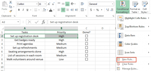 Conditional formatting in Excel