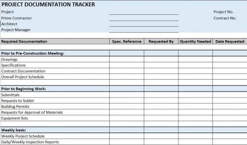 Construction Document Tracker Template