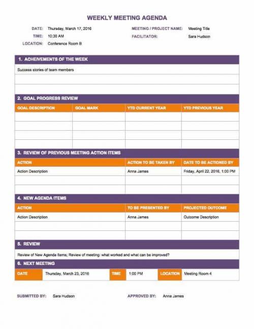 Weekly Agenda Word Template 