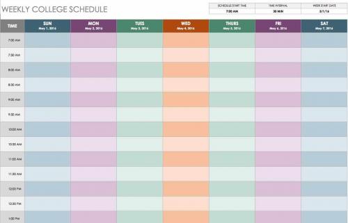 Weekly College Schedule