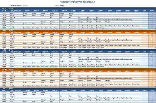 Weekly Employee Schedule Template