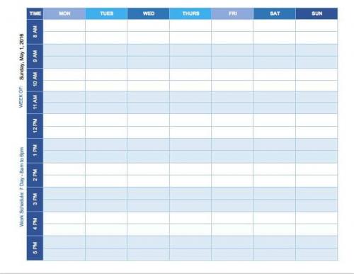 Weekly Schedule Mon - Sun Template