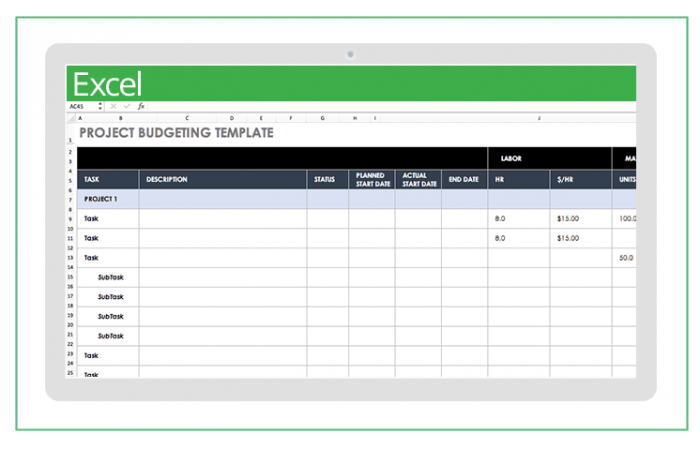project management budget template excel