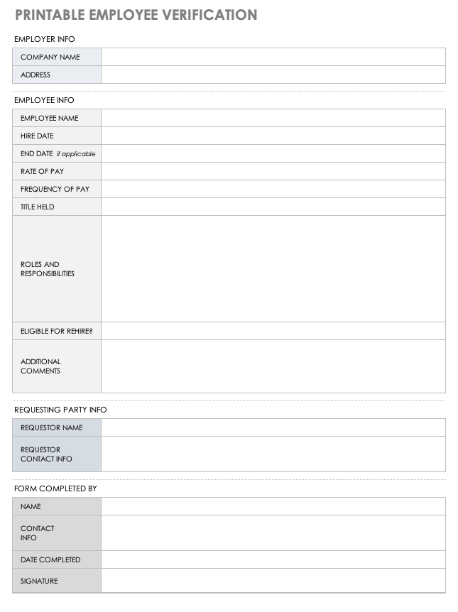 Free Employee Verification Templates | Smartsheet