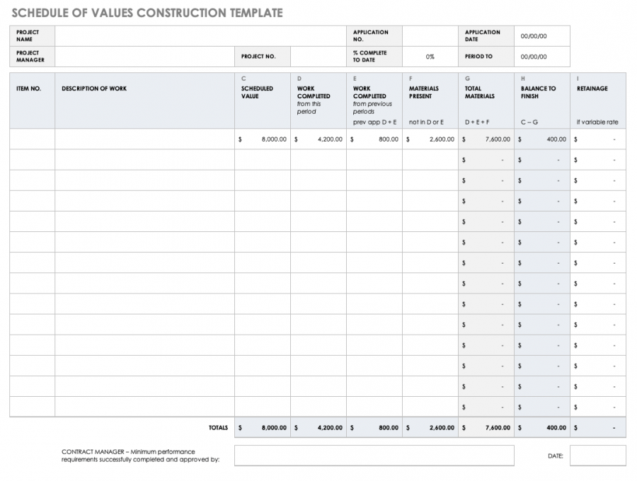 Free Construction Schedule Of Values Template   IC Schedule Of Values SOV Construction Template 