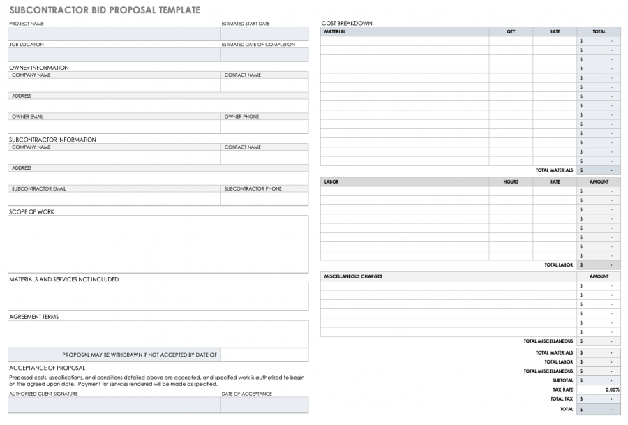 Free Construction Bid Templates | Smartsheet