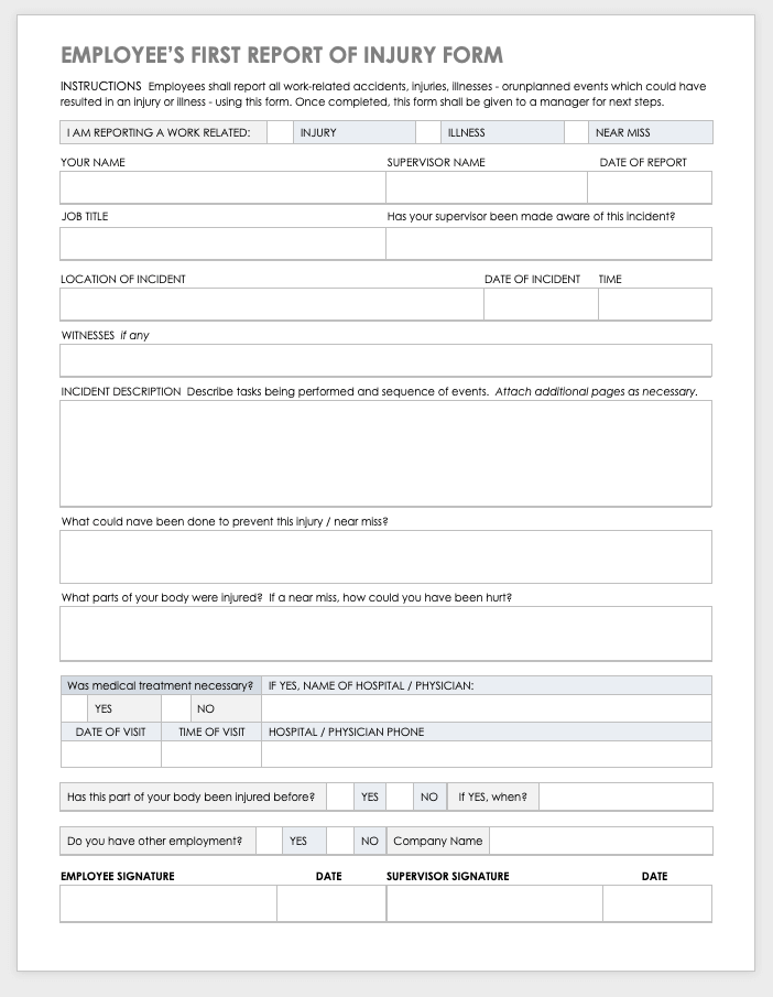 Free Workplace Incident Report Form Template PRINTABLE TEMPLATES