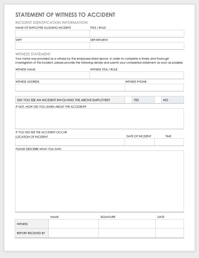 Free Workplace Accident Report Templates 