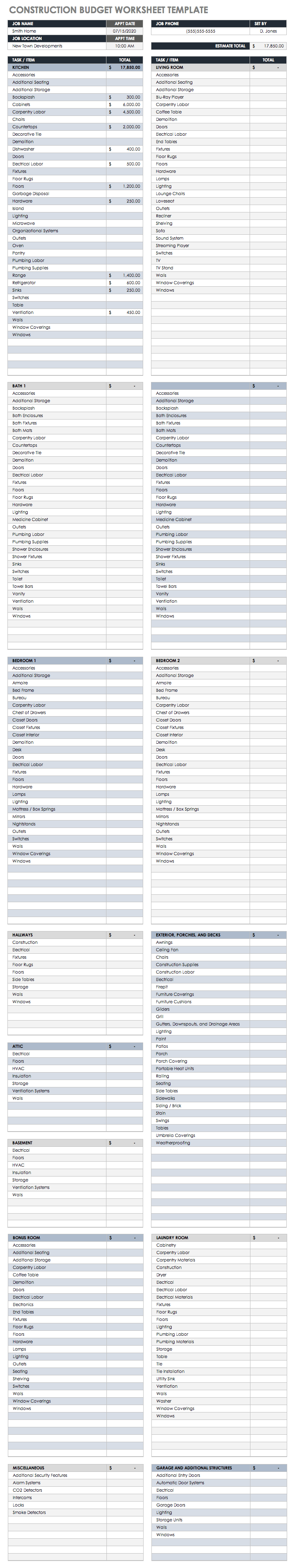 Free Construction Budget Templates | Smartsheet